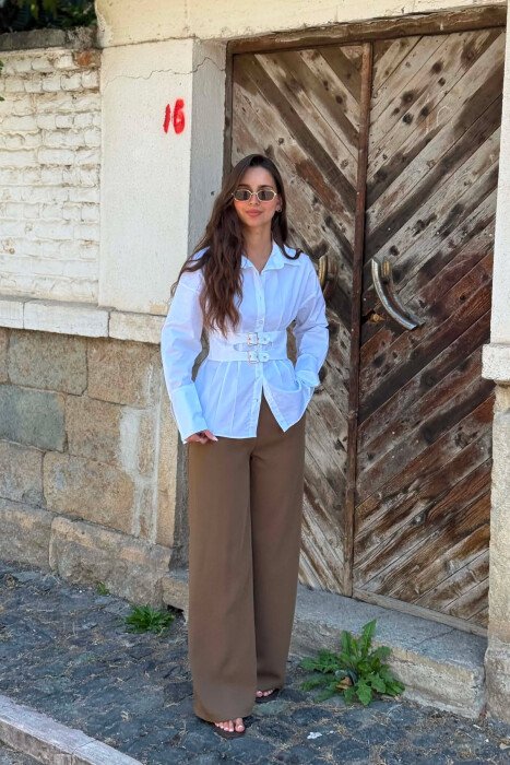 KEMISHE ME DETAJ RRIPI PER FEMRA NE NGJYRE TE BARDHE - KLAUDIO FASHION