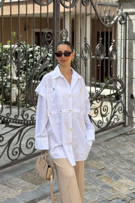 KEMISHE ME KOPSA GOLD PER FEMRA NE NGJYRE TE BARDHE - KLAUDIO FASHION