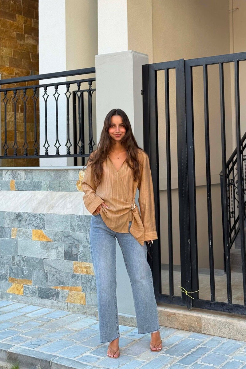 KEMISHE ME LIDHESE GOLD PER FEMRA NE NGJYRE KAFE - 3