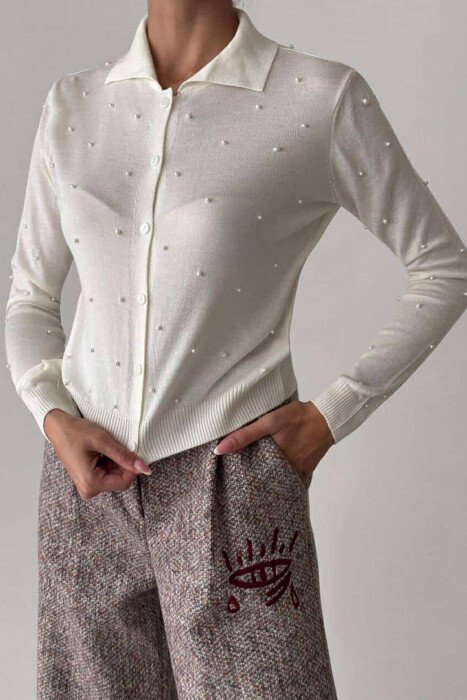 KËMISHË ME PERLA PËR FEMRA NË NGJYRËN E BARDHË - KLAUDIO FASHION