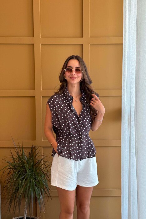 KEMISHE ME PIKA PER FEMRA NE NGJYRE KAFE - KLAUDIO FASHION