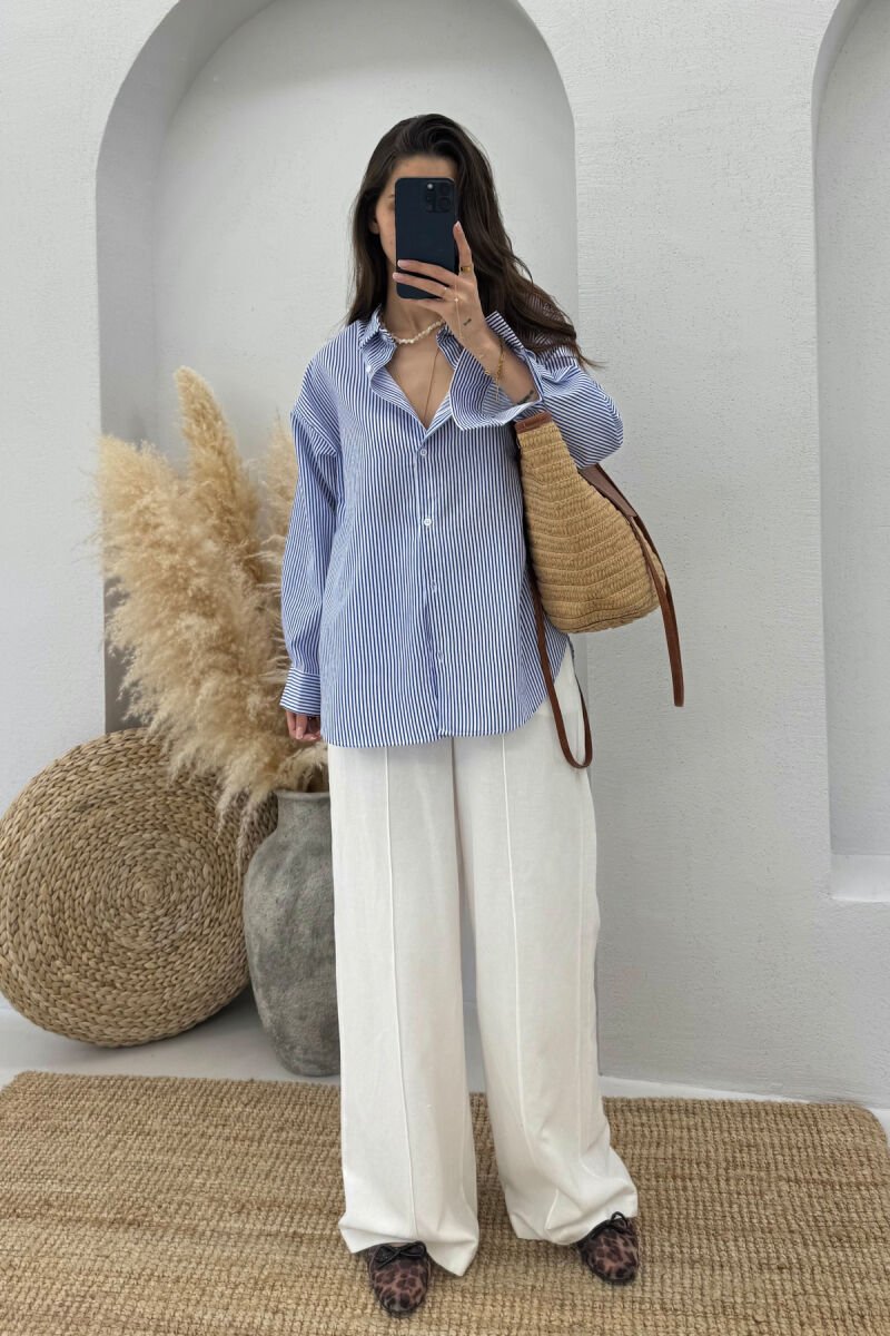 KËMISHË ME VIJA PËR FEMRA NË NGJYRËN BLU E ZBARDHUR - 1