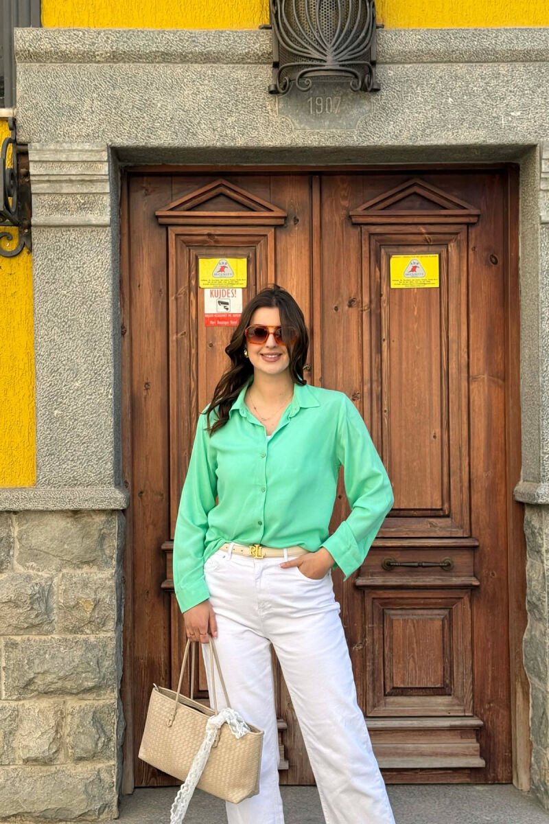 ONE COLOR SIMPLE WOMAN SHIRT MINT/MENTE - 1