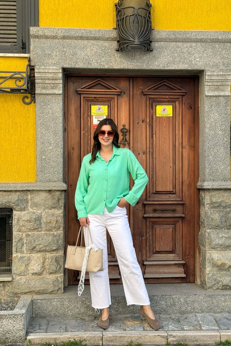 ONE COLOR SIMPLE WOMAN SHIRT MINT/MENTE - 4