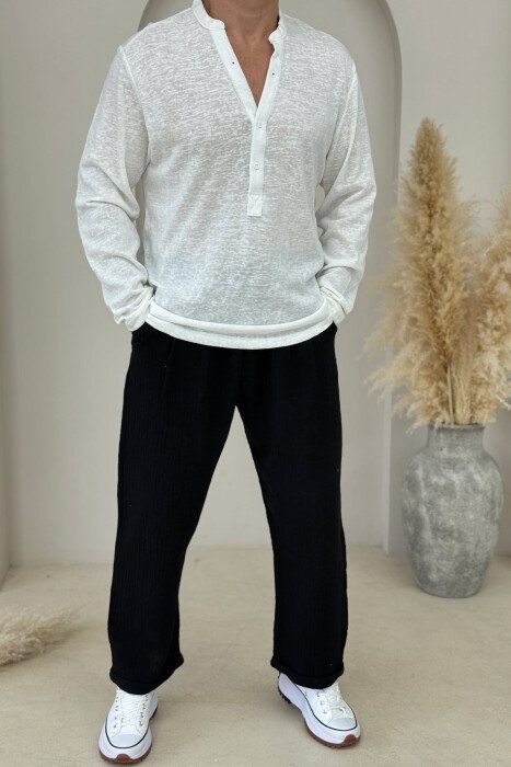 KËMISHË NJË NGJYRËSHE E THJESHTË PËR MESHKUJ NË NGJYRËN E BARDHË - KLAUDIO FASHION