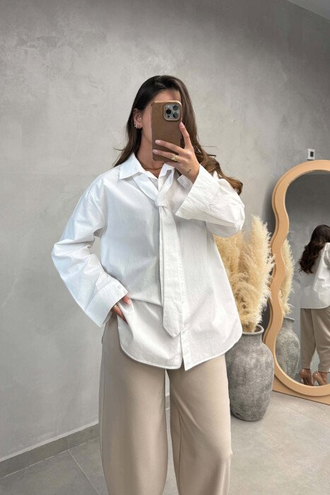 KEMISHE NJE NGJYRESHE ME BEL ELASTIK PER FEMRA NE NGJYRE TE BARDHE - KLAUDIO FASHION
