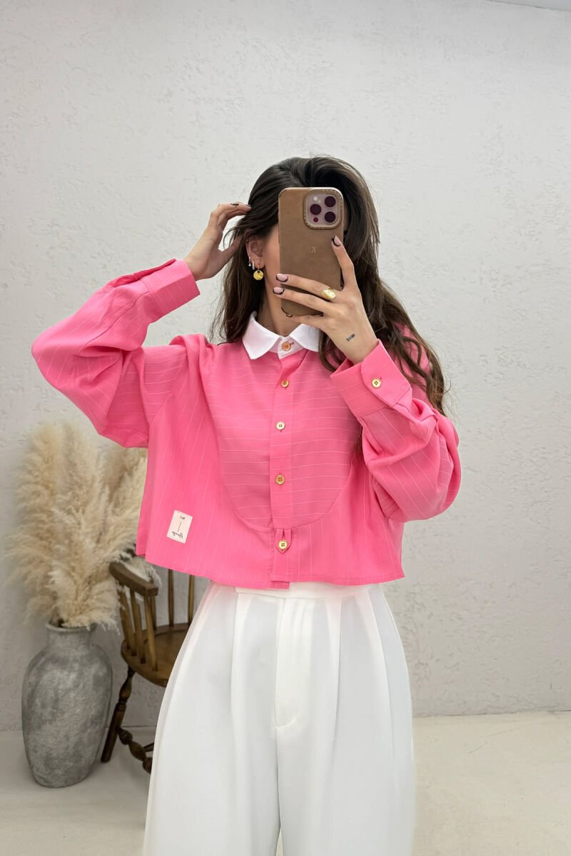 KEMISHE NJE NGJYRESHE ME BUTONA GOLD PER FEMRA NE NGJYRE ROZE - 2