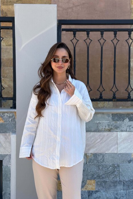 KEMISHE NJE NGJYRESHE ME DIZAJN ME VIJA PER FEMRA NE NGJYRE TE BARDHE - KLAUDIO FASHION