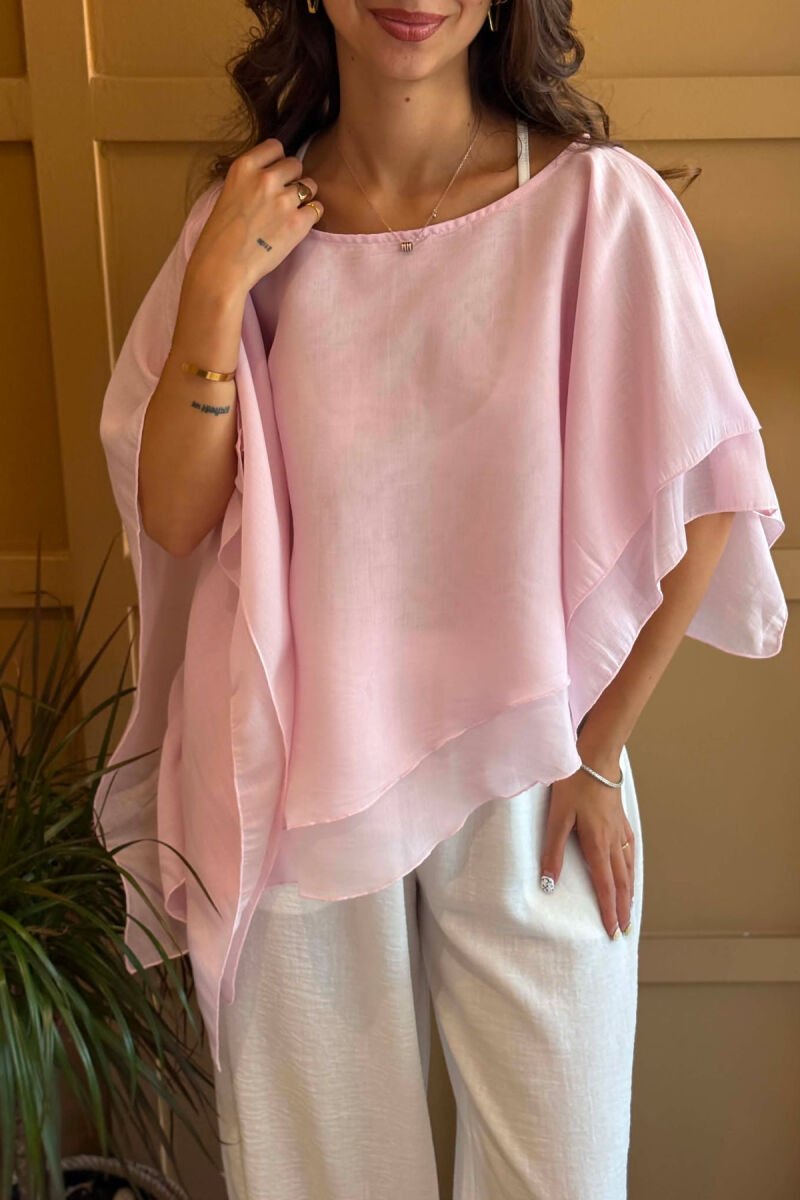 KEMISHE NJE NGJYRESHE ME JAKE TE RRUMBULLAKET PER FEMRA NE NGJYRE ROZE - 4