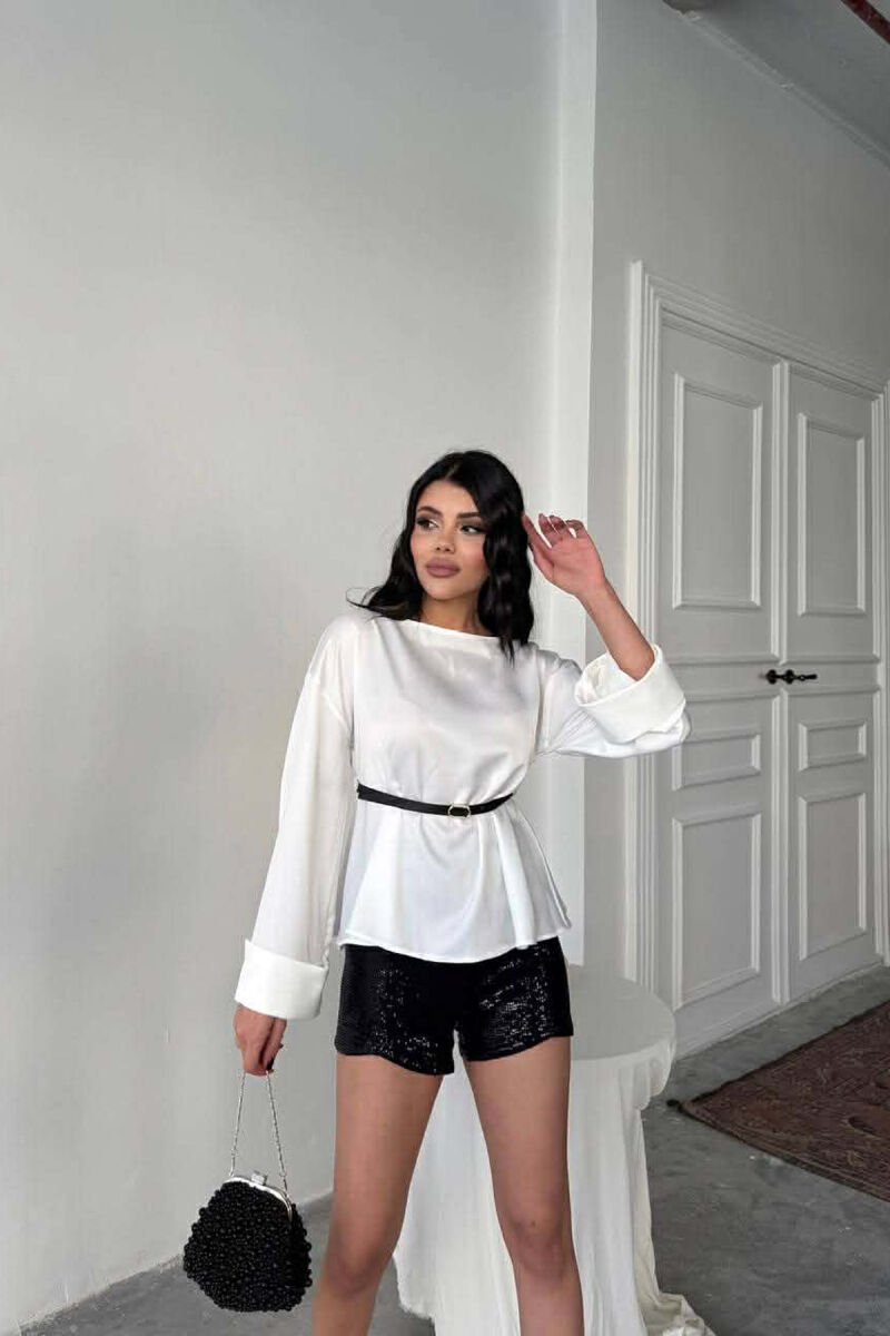 KEMISHE NJE NGJYRESHE ME MENGE TE GJATA DHE ME DETAJIN E RRIPIT PER FEMRA NE NGJYRE TE BARDHE - 3