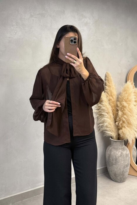 KEMISHE NJE NGJYRESHE PER FEMRA NE NGJYRE KAFE - KLAUDIO FASHION