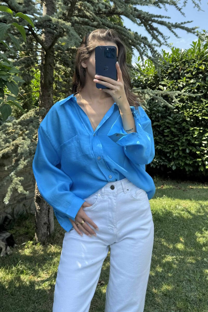 KËMISHË NJË NGJYRËSHE PËR FEMRA NË NGJYRËN BLU TË ZBARDHUR - 3
