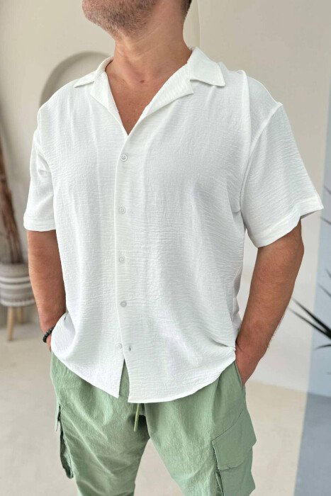 KËMISHË NJË NGJYRËSHE PËR MESHKUJ NË NGJYRË TË BARDHË - KLAUDIO FASHION
