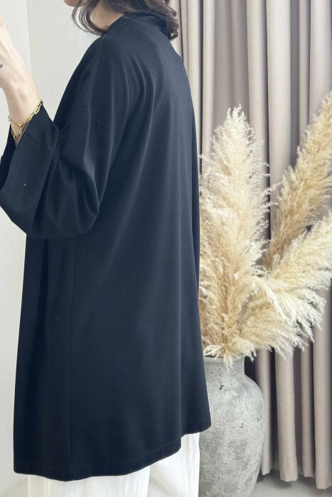 KËMISHË NJË NGJYRËSHE E THJESHTË PËR FEMRA NË NGJYRËN E ZEZË - 4