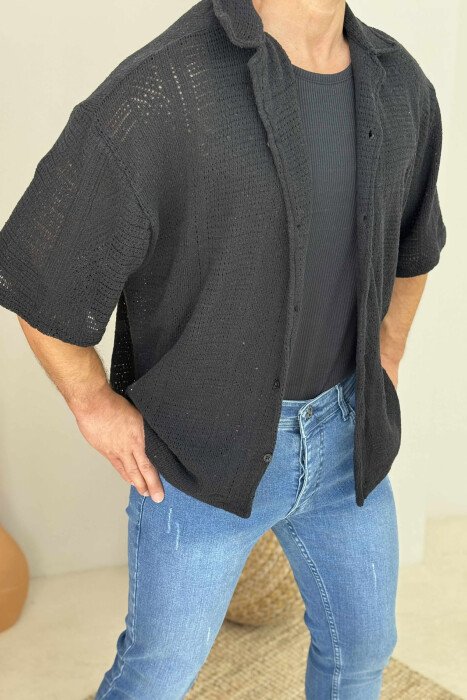 KËMISHË NJË NGJYRËSHE PËR MESHKUJ NË NGJYRËN E ZEZË - 3