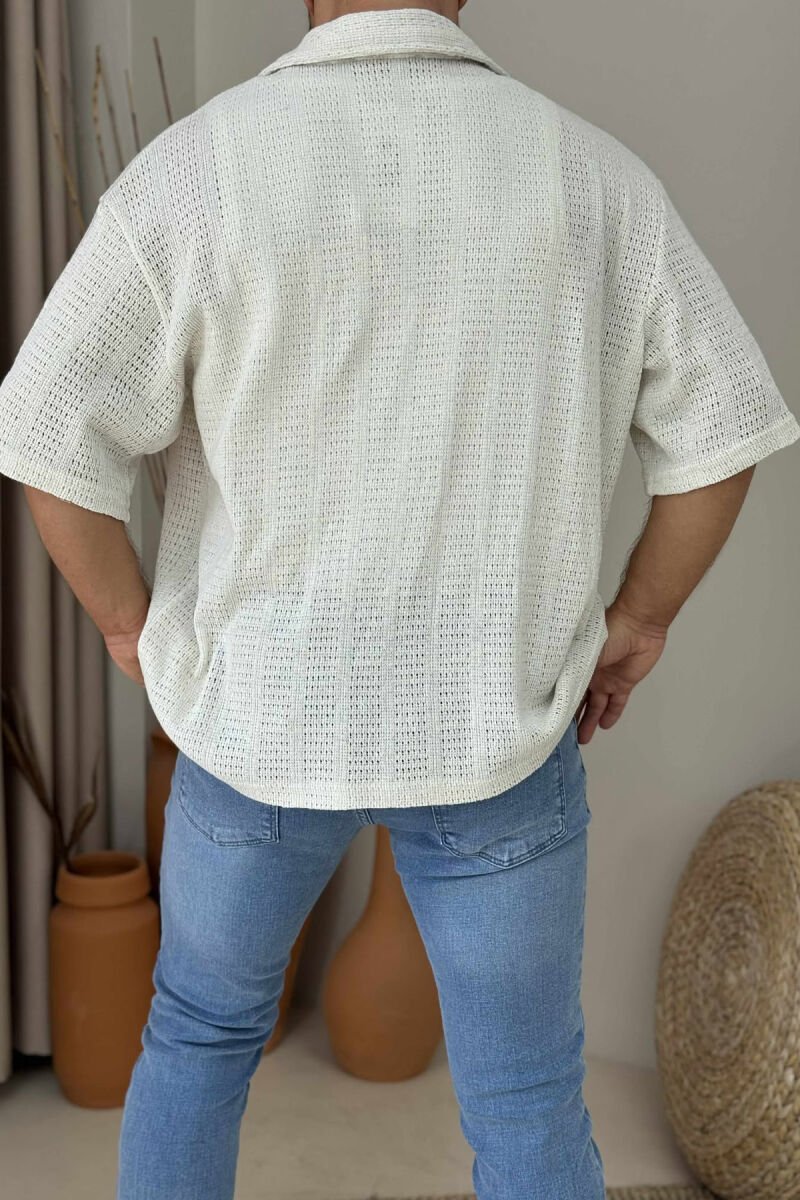 KËMISHË NJË NGJYRËSHE PËR MESHKUJ NË NGJYRËN KREM - 4