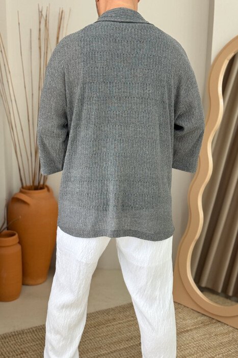 KËMISHË NJËNGJYRËSHE E THJESHTË PËR MESHKUJ NË NGJYRËN GRI - 3