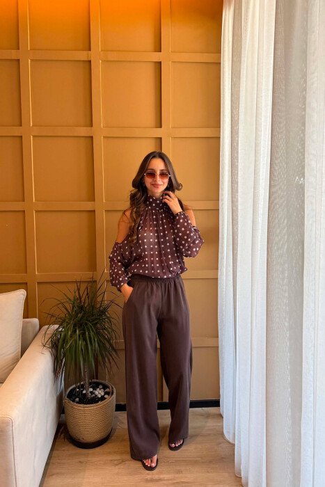 KEMISHE POLKA PER FEMRA NE NGJYRE KAFE - 4
