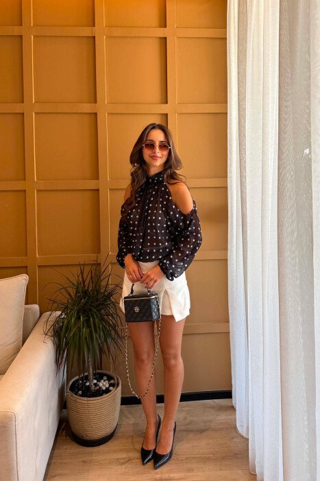 KEMISHE POLKA PER FEMRA NE NGJYRE KAFE TE ZEZE - 4