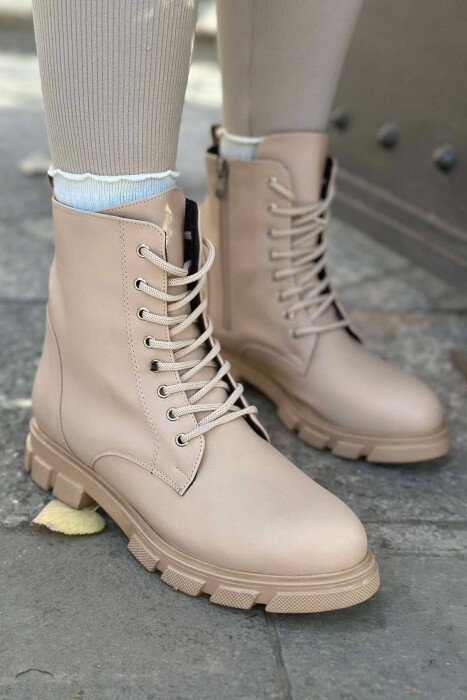 KËPUCË TË THJESHTA ME QAFË PËR FEMRA NË NGJYRË BEZHË E ERRËT - KLAUDIO FASHION