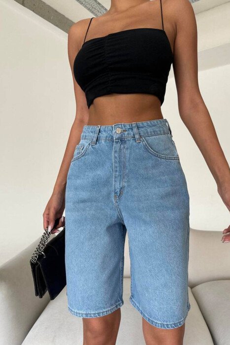 KNEE LENGTH SHORT WOMEN JEANS LIGHTBLUE/BZ - 1