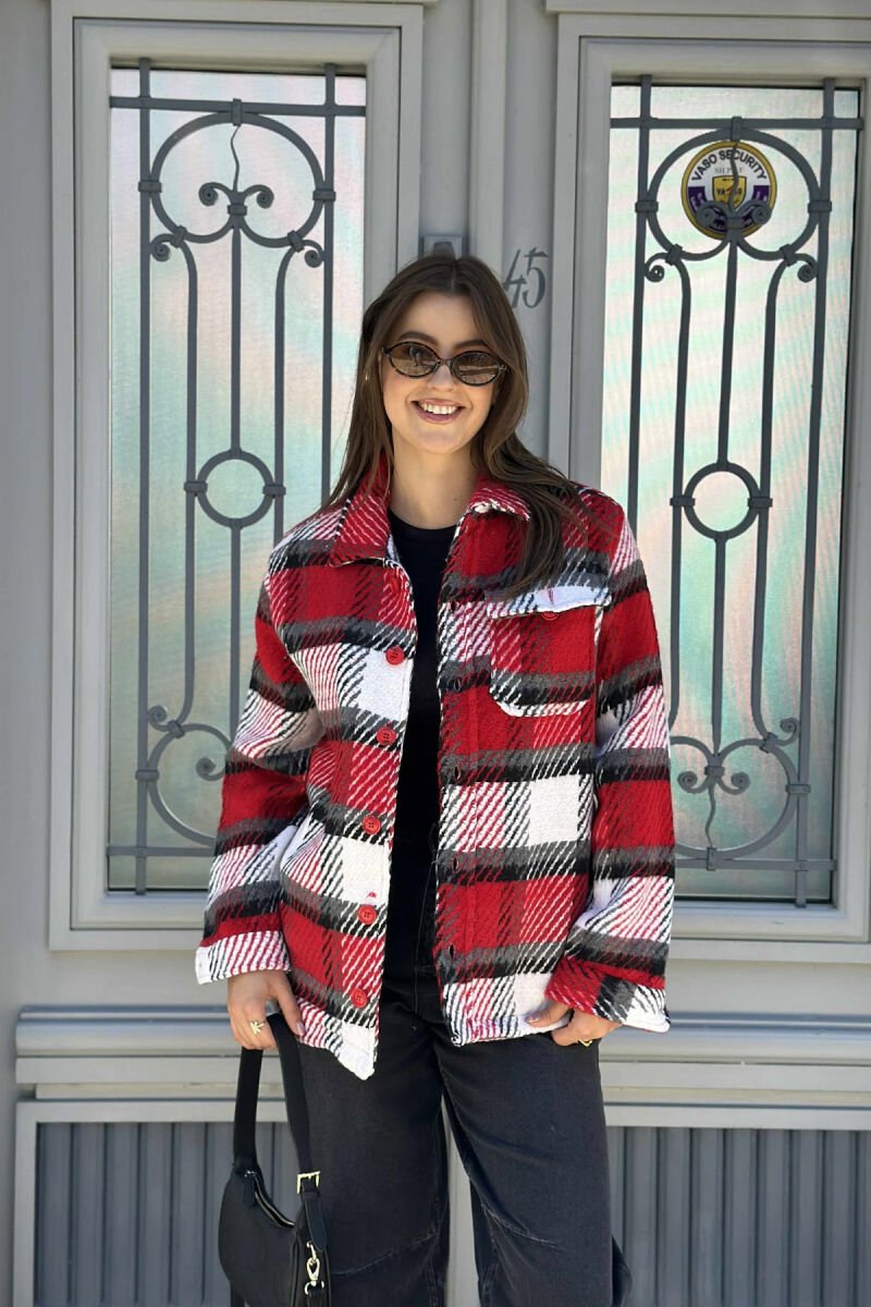 KNITTED BUTTONED WOMEN JACKET RED/E KUQE - 1
