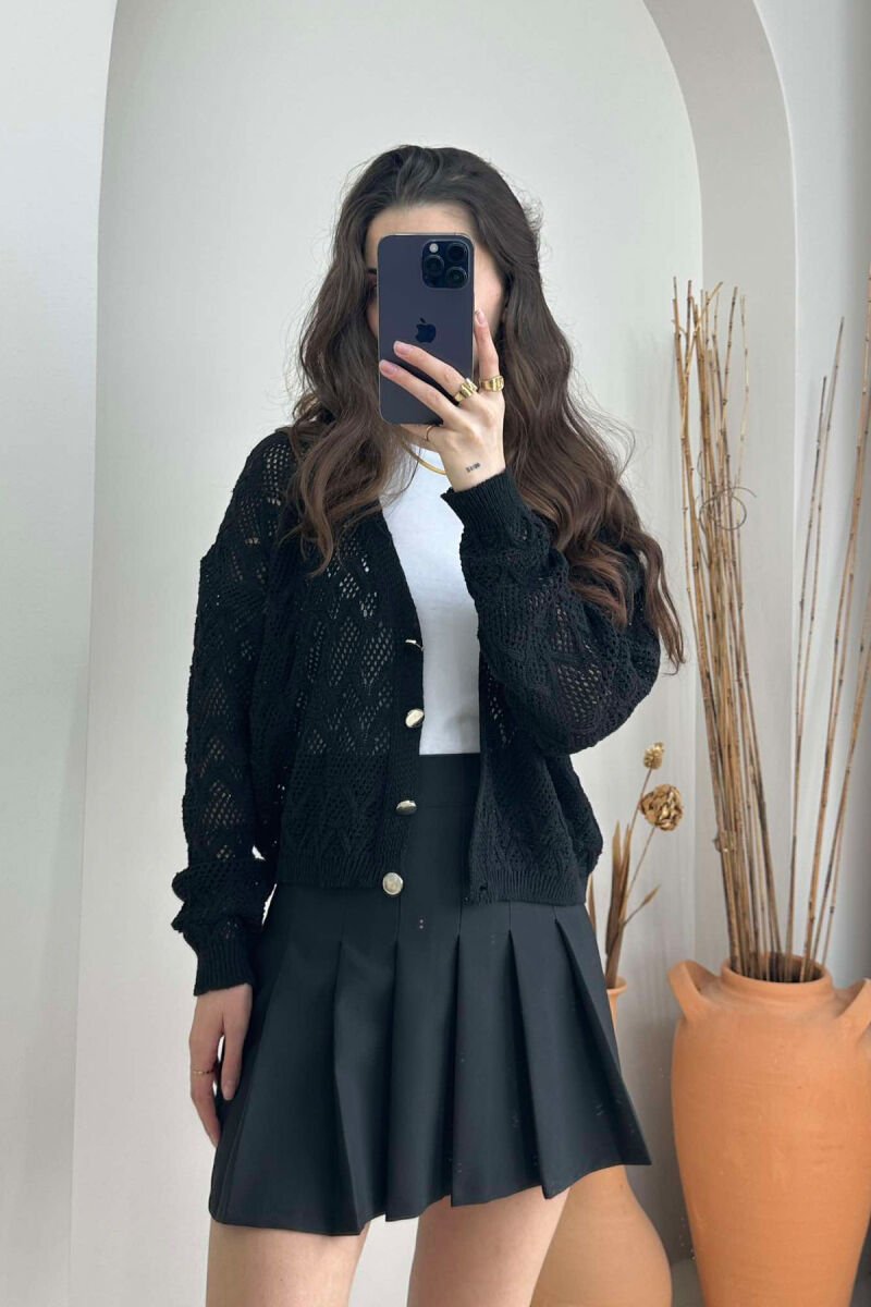 KNITTED BUTTONS WOMEN CARDIGAN BLACK/ E ZEZE - 3