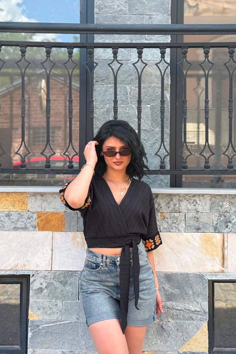 KNITTED DESIGN WOMAN CROP TOP BLACK/ E ZEZE - 3