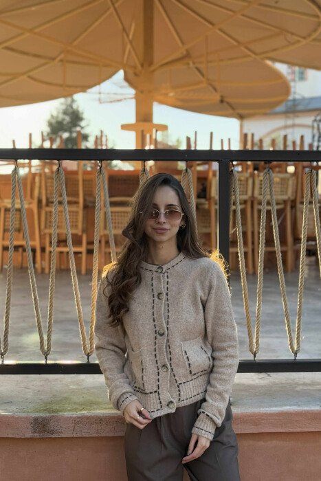 KNITTED SIMPLE WOMEN CARDIGAN BEIGE/BEZHE - 2
