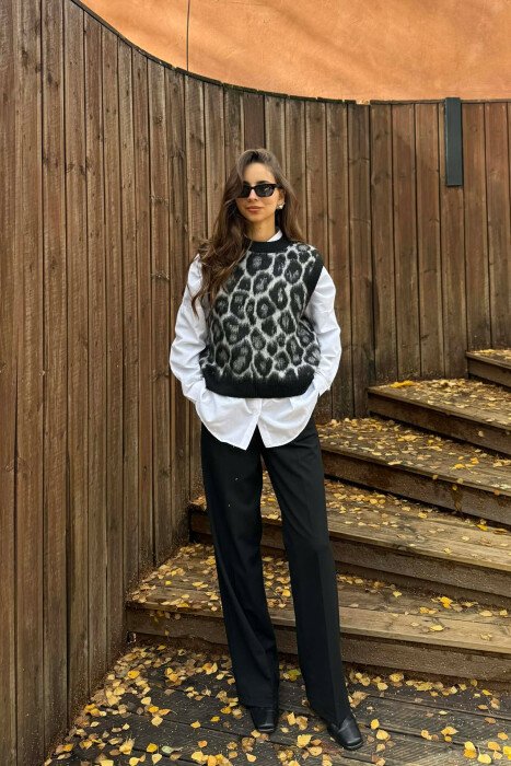 KNITTED SIMPLE WOMEN VEST BLACK/ E ZEZE - 1