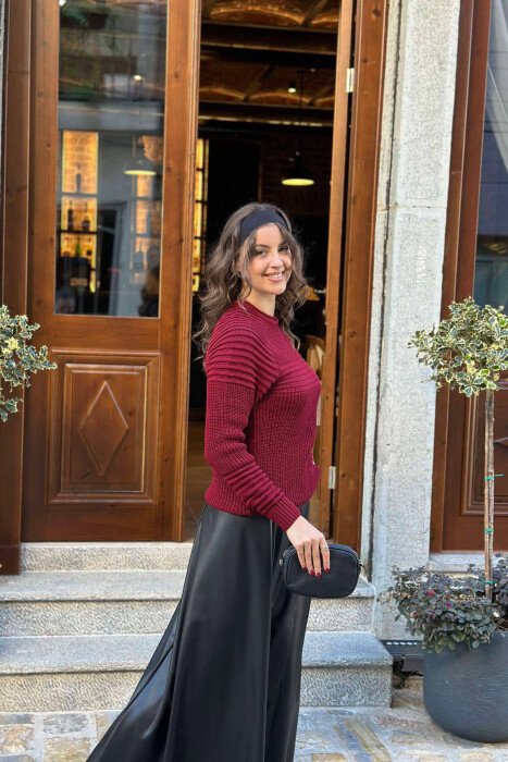 KNITTED SWEATER FOR WOMAN BURGUNDY/VISHNJE - 4