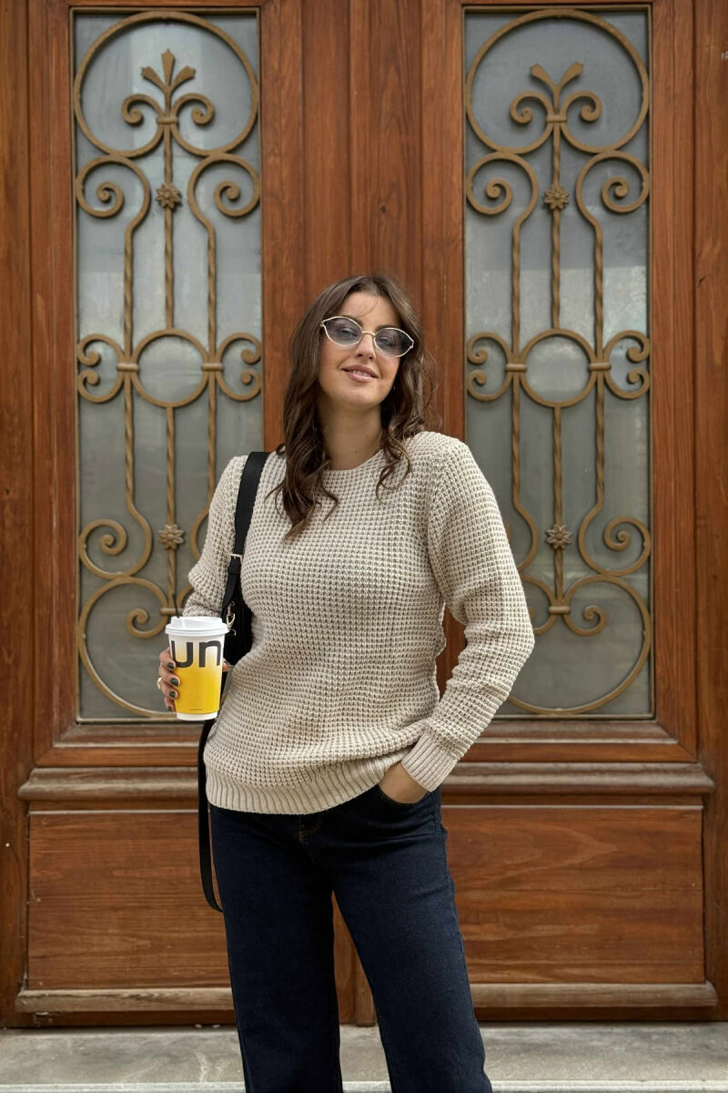 KNITTED SWEATER FOR WOMEN BEIGE/BEZHE - 2