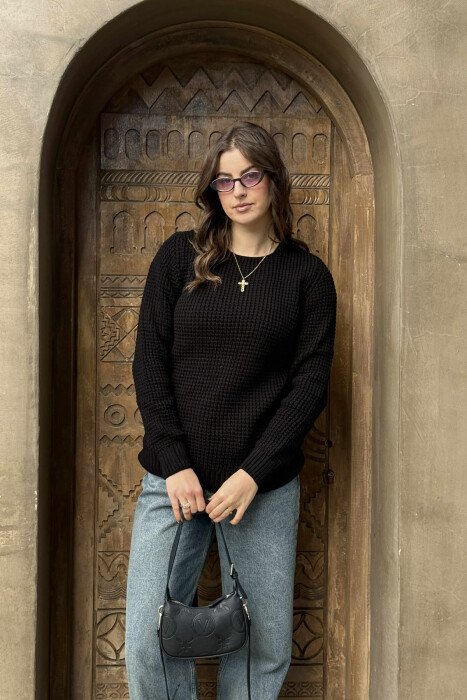 KNITTED SWEATER FOR WOMEN BLACK/ E ZEZE - 2