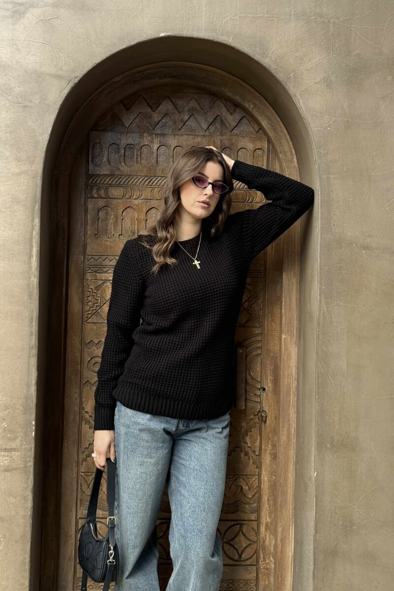 KNITTED SWEATER FOR WOMEN BLACK/ E ZEZE - 3