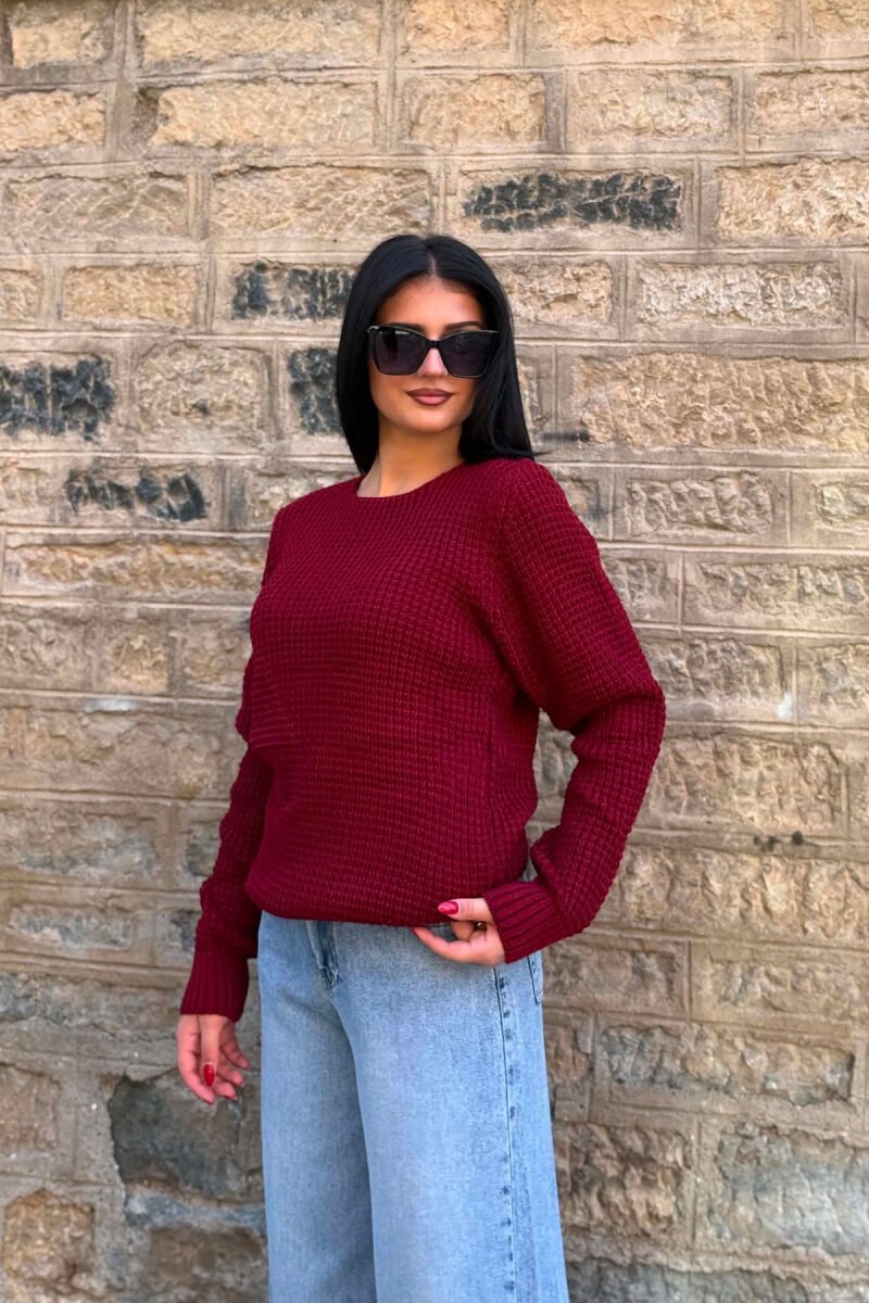 KNITTED SWEATER FOR WOMEN BURGUNDY/VISHNJE - 3