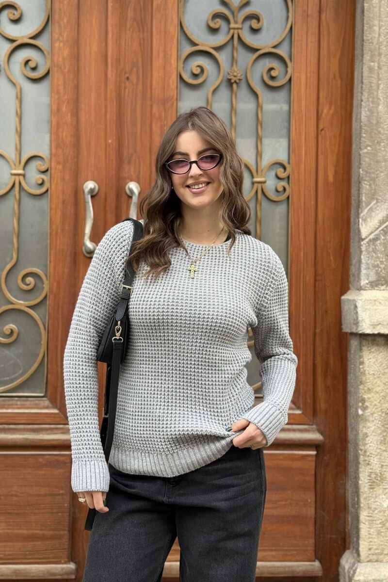 KNITTED SWEATER FOR WOMEN GREY/GRI - 3