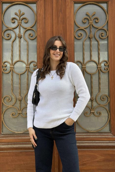 KNITTED SWEATER FOR WOMEN WHITE-E BARDHE - 1