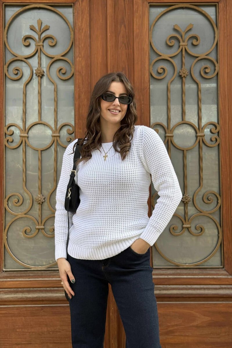 KNITTED SWEATER FOR WOMEN WHITE-E BARDHE - 1