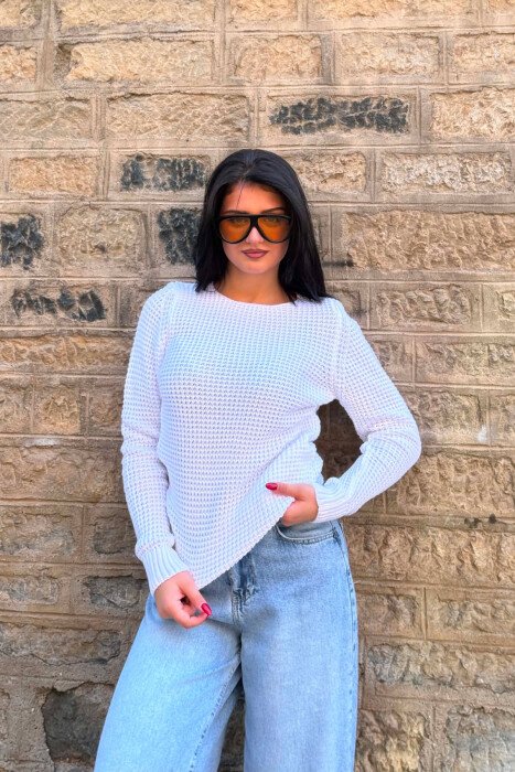 KNITTED SWEATER FOR WOMEN WHITE-E BARDHE 