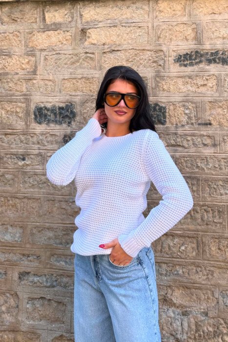 KNITTED SWEATER FOR WOMEN WHITE-E BARDHE - 3