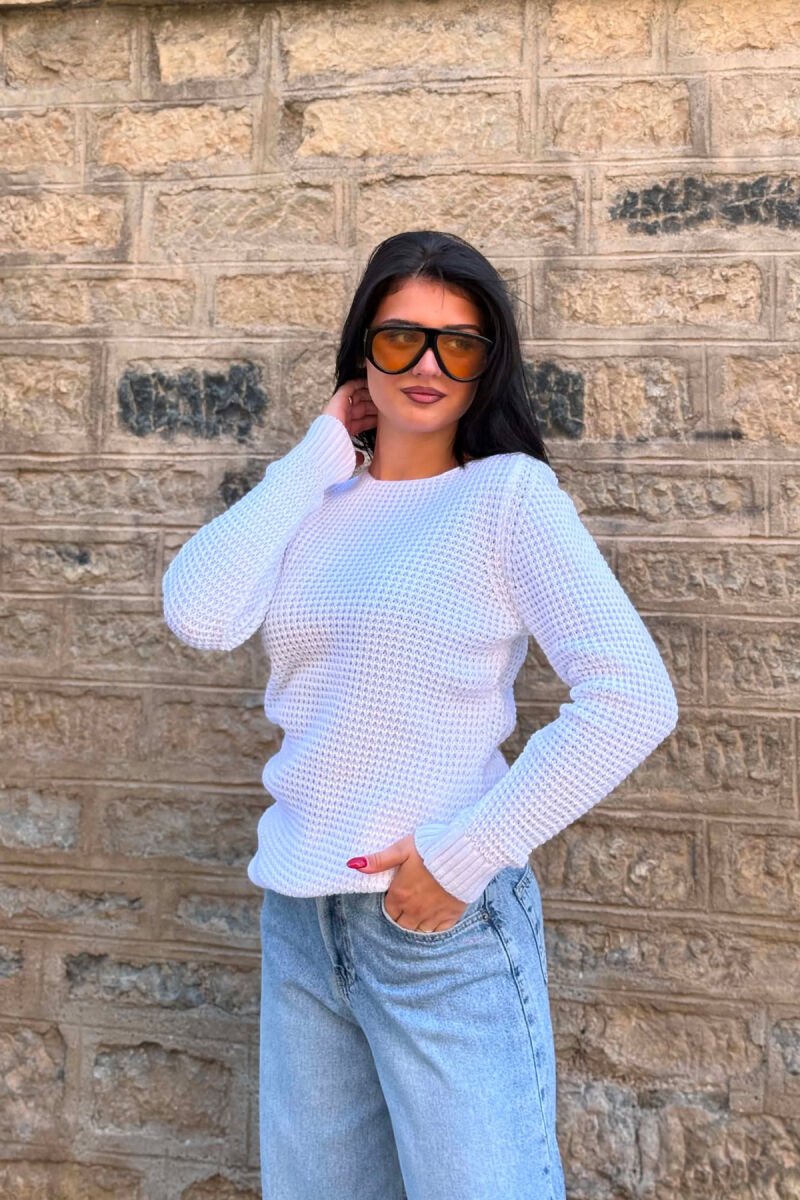 KNITTED SWEATER FOR WOMEN WHITE-E BARDHE - 3