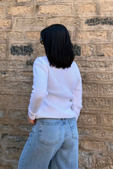 KNITTED SWEATER FOR WOMEN WHITE-E BARDHE - 4