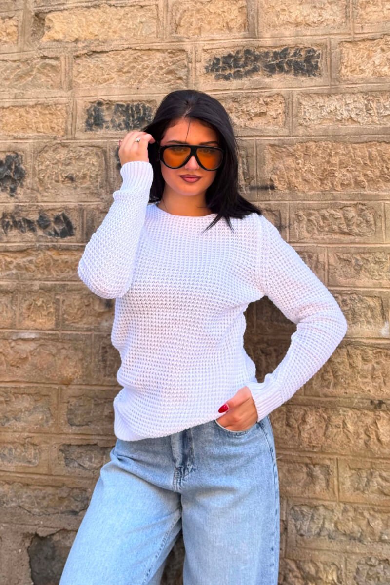 KNITTED SWEATER FOR WOMEN WHITE-E BARDHE - 5