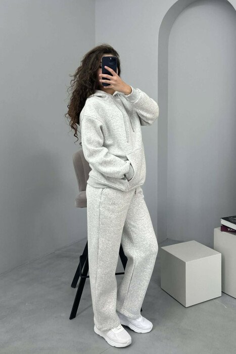KOSTUM ALO ME PUSH HOODIE+TUTA PËR FEMRA NË NGJYRË GRI TË ZBARDHUR - 2