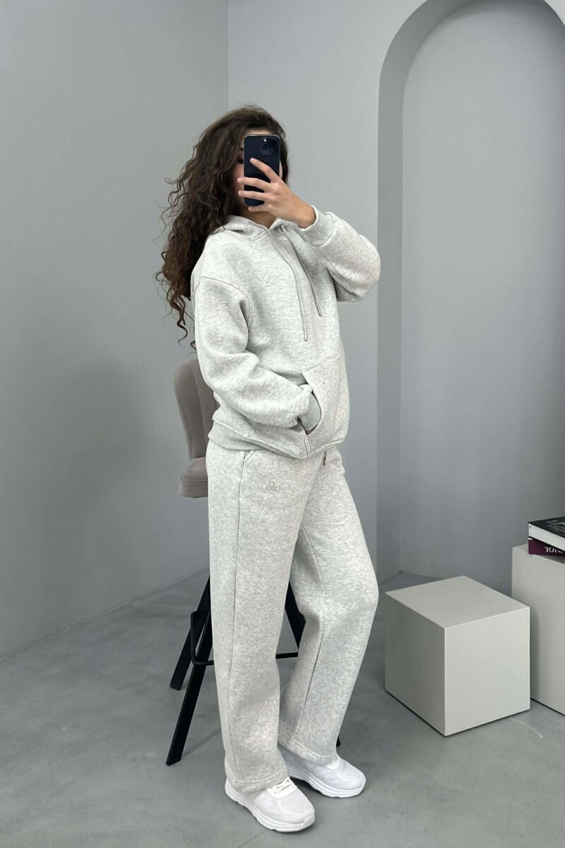 KOSTUM ALO ME PUSH HOODIE+TUTA PËR FEMRA NË NGJYRË GRI TË ZBARDHUR - 2