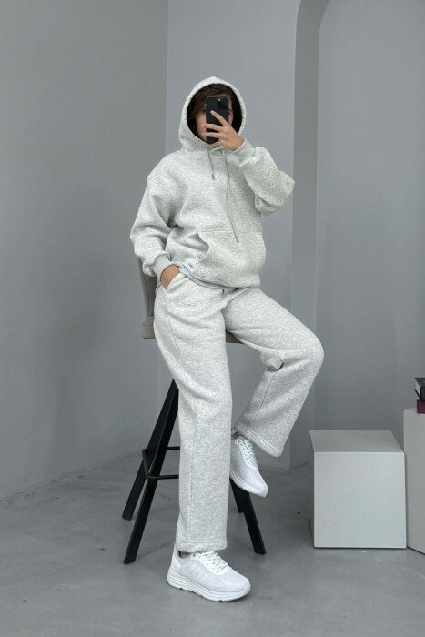 KOSTUM ALO ME PUSH HOODIE+TUTA PËR FEMRA NË NGJYRË GRI TË ZBARDHUR - 3