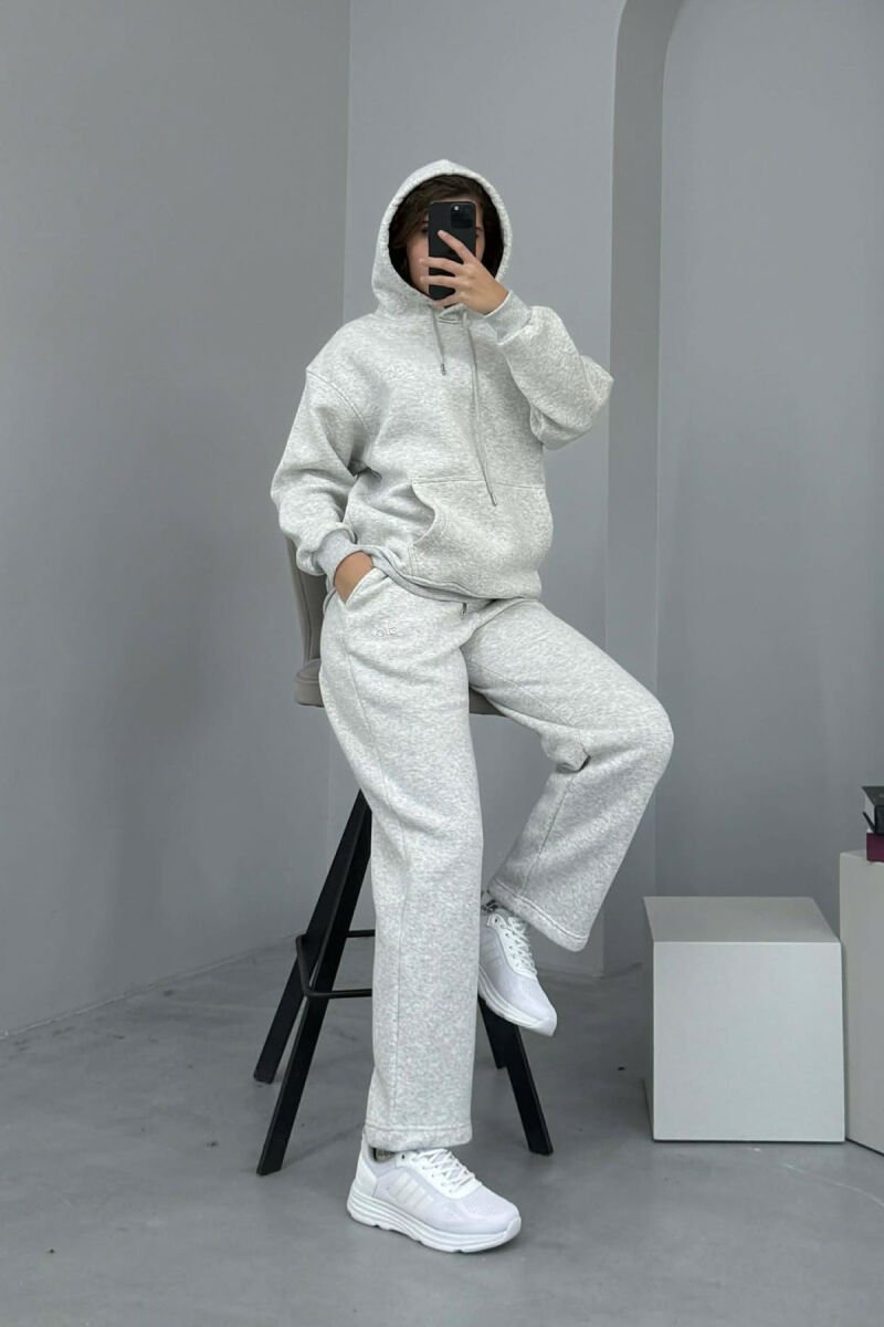KOSTUM ALO ME PUSH HOODIE+TUTA PËR FEMRA NË NGJYRË GRI TË ZBARDHUR - 3