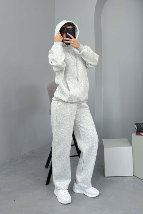 KOSTUM ALO ME PUSH HOODIE+TUTA PËR FEMRA NË NGJYRË GRI TË ZBARDHUR - 4