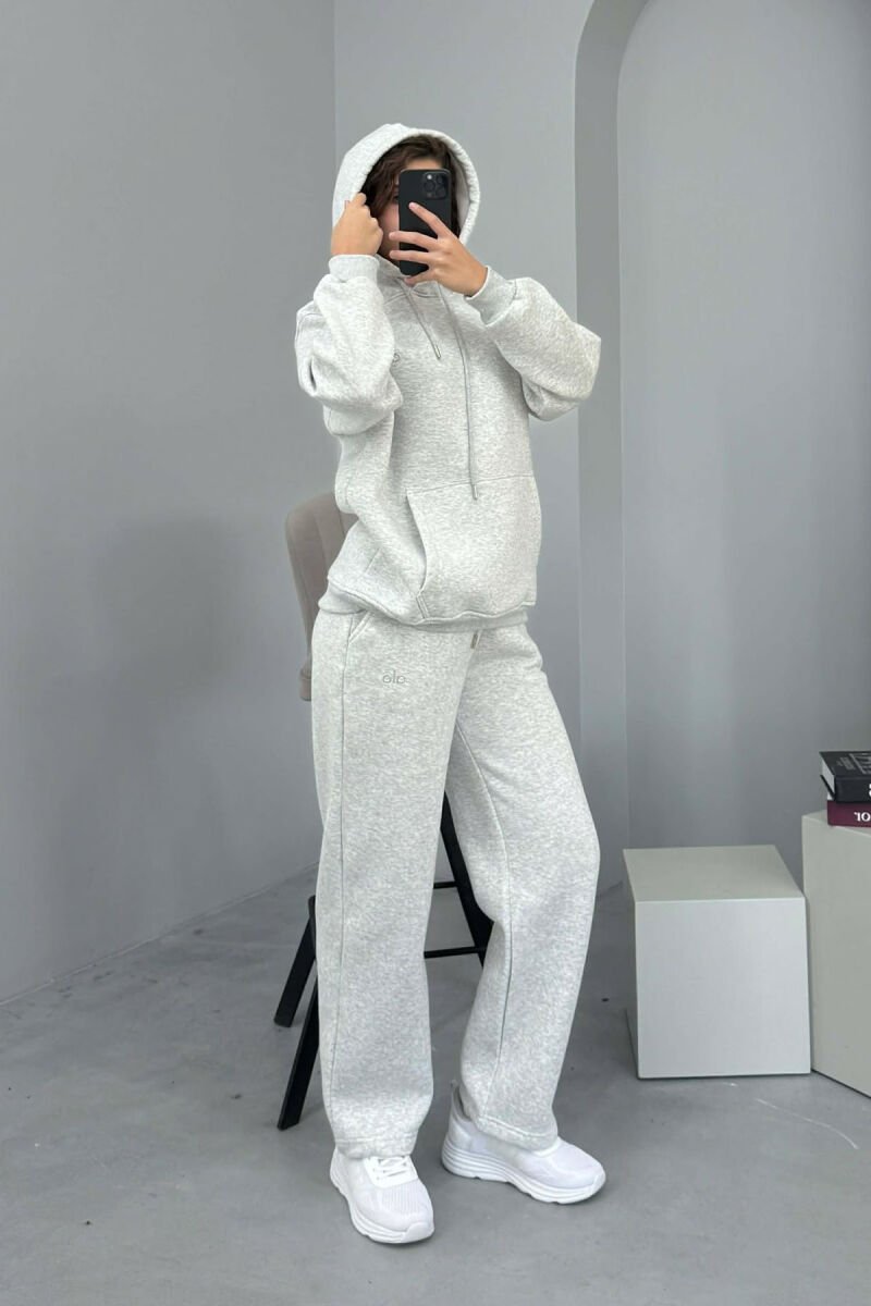 KOSTUM ALO ME PUSH HOODIE+TUTA PËR FEMRA NË NGJYRË GRI TË ZBARDHUR - 4