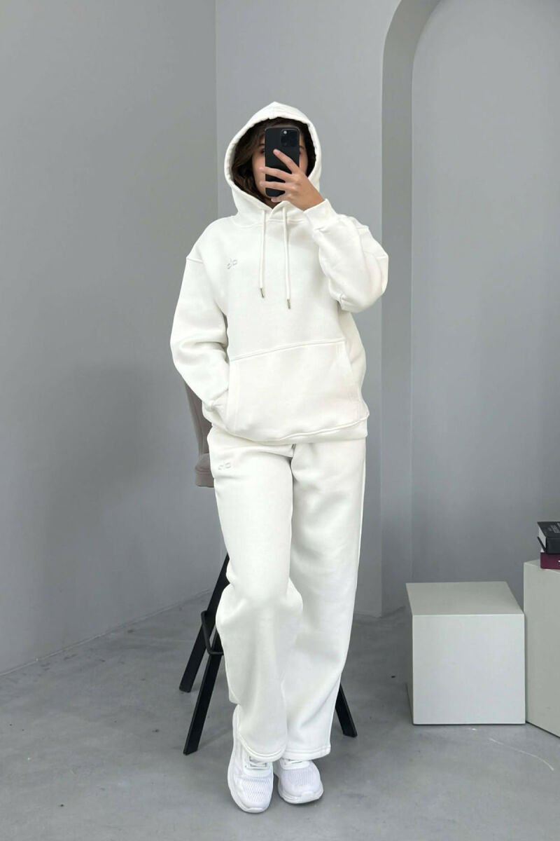 KOSTUM ALO ME PUSH HOODIE+TUTA PËR FEMRA NË NGJYRË TË BARDHË - 1